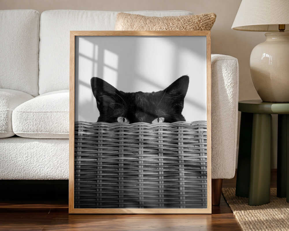Peeking Cat Eyes Art Print UK — Abstract Dark Wall Art — Living Room — Wall It All Prints