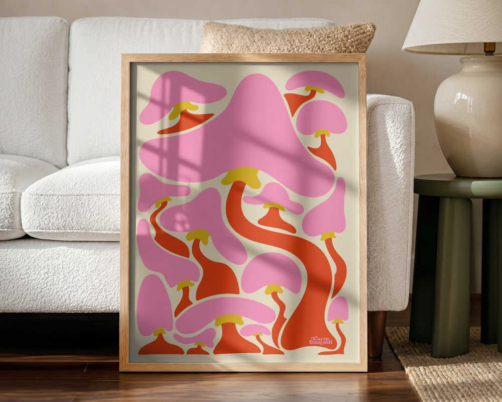 Groovy Mushrooms Art Print UK — Botanical Vibrant Wall Art — Living Room — Wall It All Prints