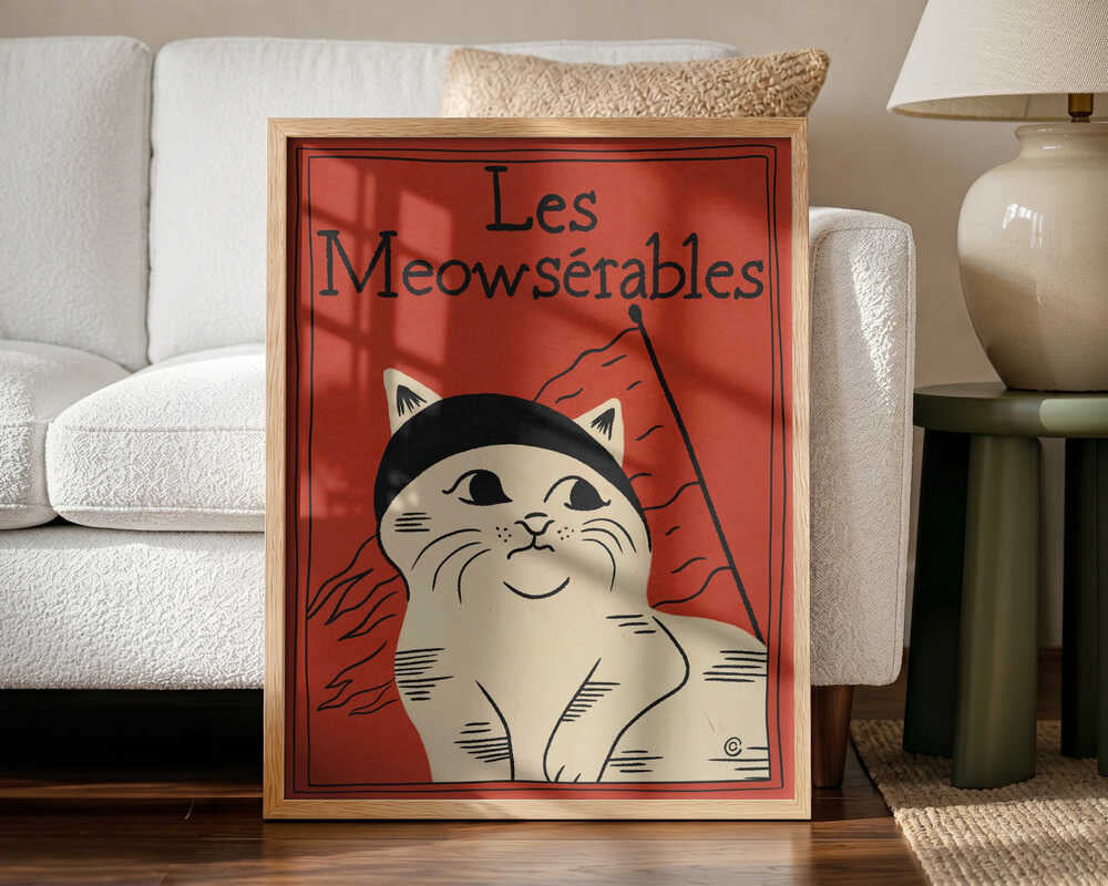 Les Meowserables Art Print UK — Animal Dark Wall Art — Living Room — Wall It All Prints