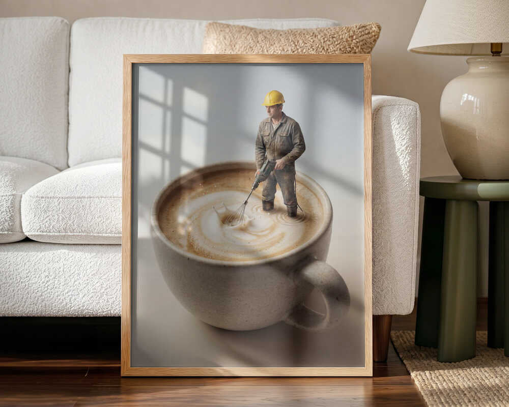 Worker Makes Morning Coffee Art Print UK — Food Vibrant Wall Art — Kitchen — Wall It All Prints