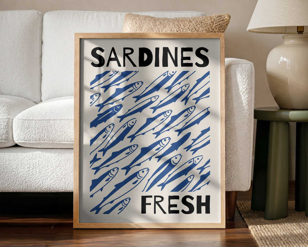Fresh Sardines Art Print UK — Abstract Dark Wall Art — Kitchen — Wall It All Prints