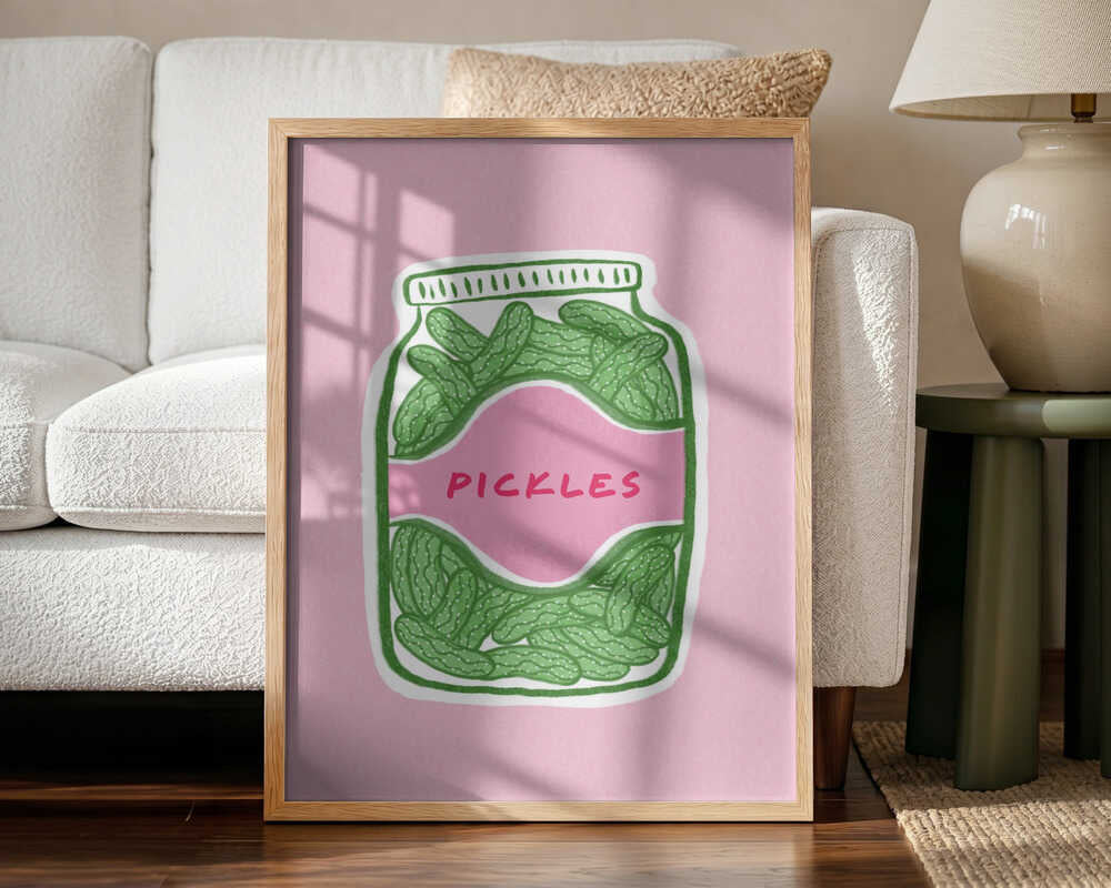 Whimsical Pickle Jar Art Print UK — Vintage Fresh Wall Art — Kitchen — Wall It All Prints