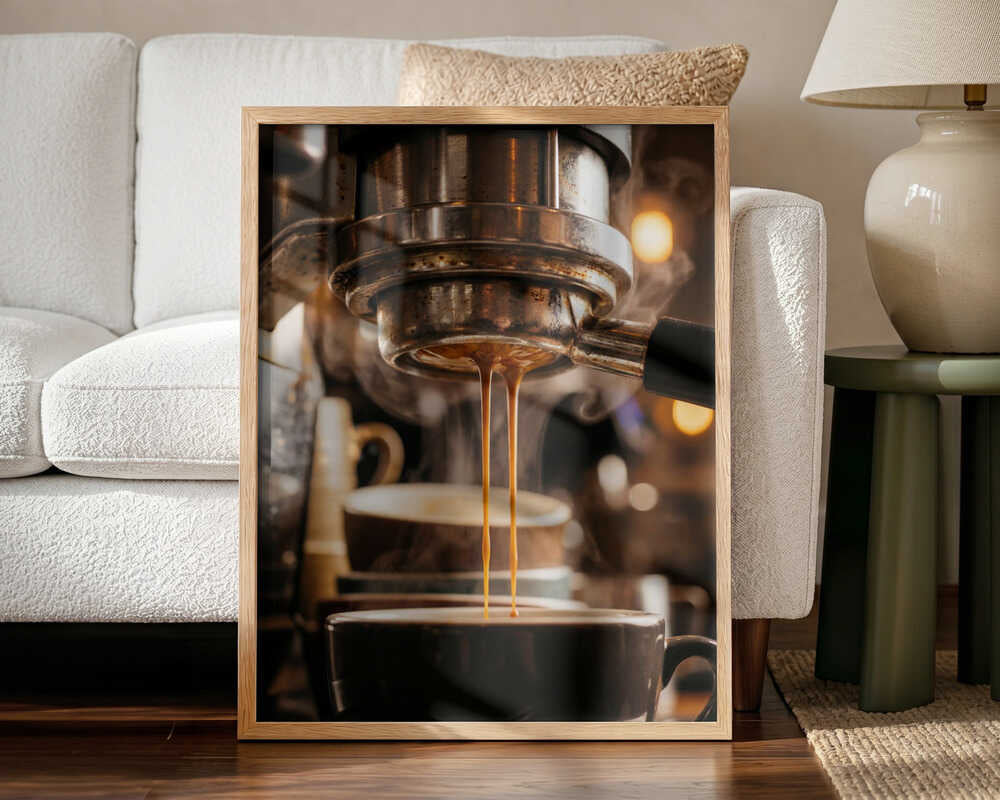 Fresh Espresso Pour Art Print UK — Dark Moody Dark Wall Art — Kitchen — Wall It All Prints