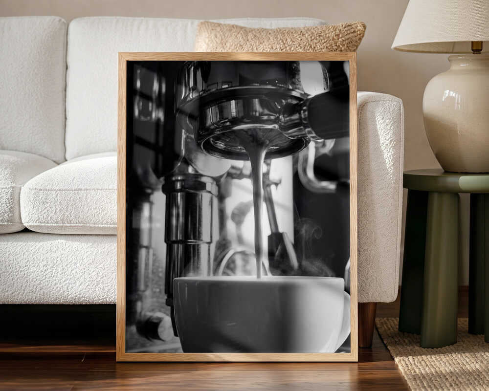 Fresh Espresso Pour Art Print UK — Dark Moody Dark Wall Art — Kitchen — Wall It All Prints