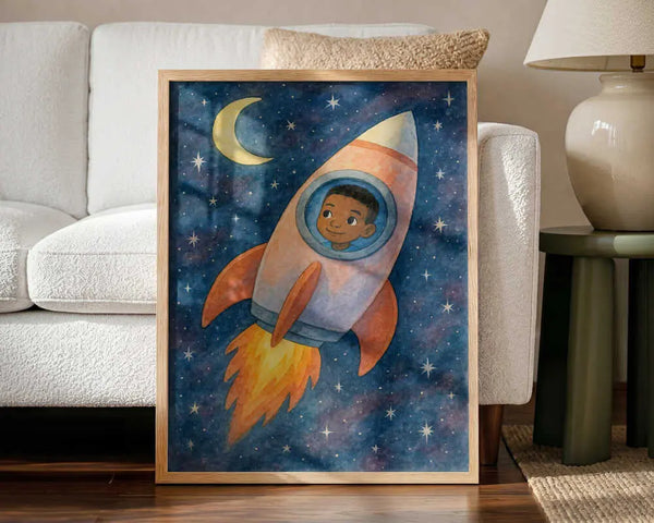 Child rocket flying through space Natalie Bruns