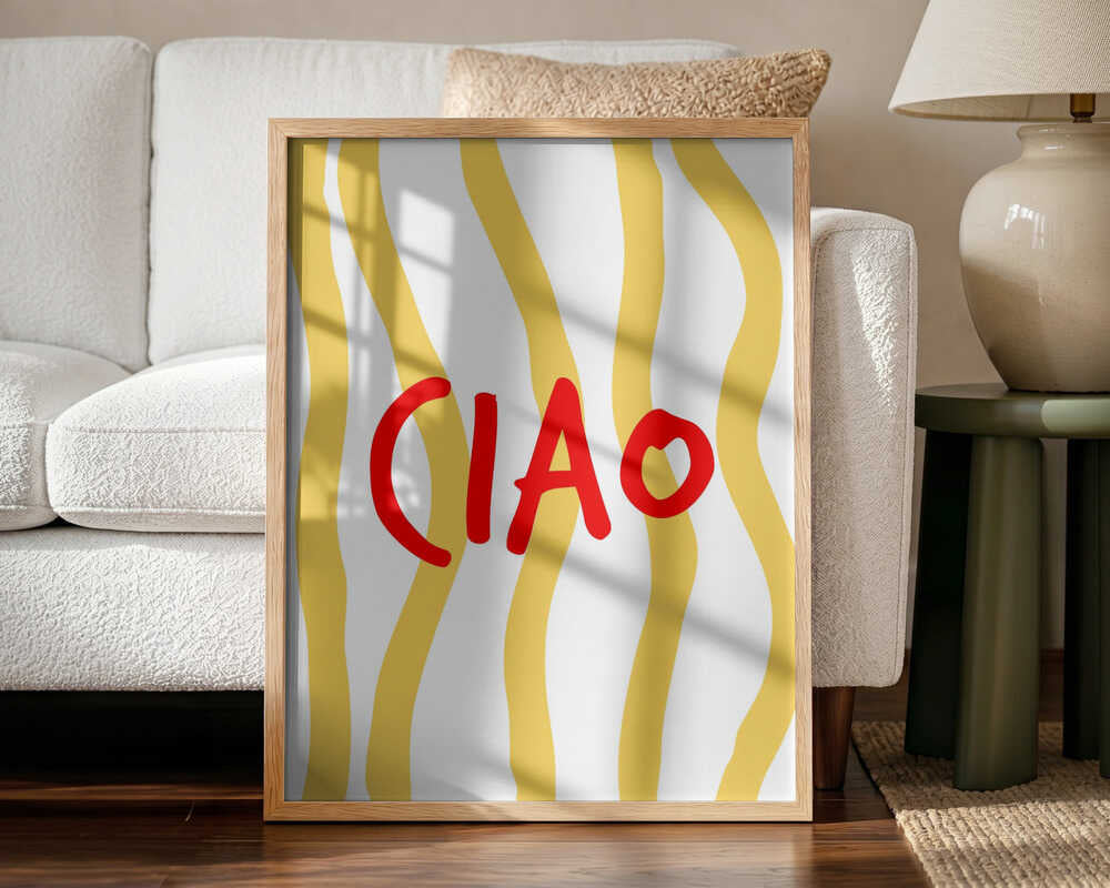 Ciao Italian Noodles Art Print UK — Abstract Vibrant Wall Art — Kitchen — Wall It All Prints