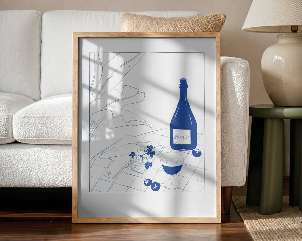Winestilllife Art Print UK — Abstract Minimal Wall Art — Kitchen — Wall It All Prints