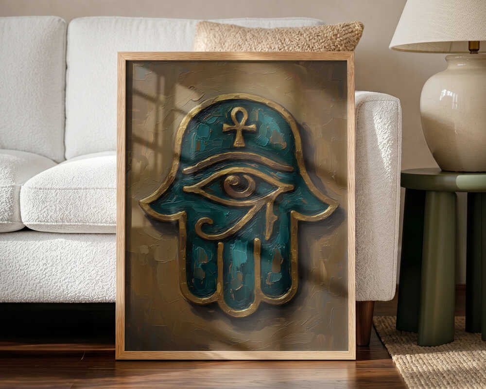 Golden Teal Hamsa Hand HUGO