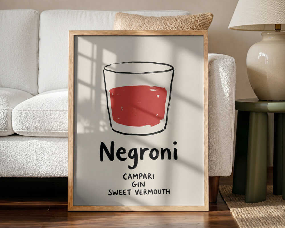 Classic Negroni Cocktail Art Print UK — Abstract Minimal Wall Art — Kitchen — Wall It All Prints