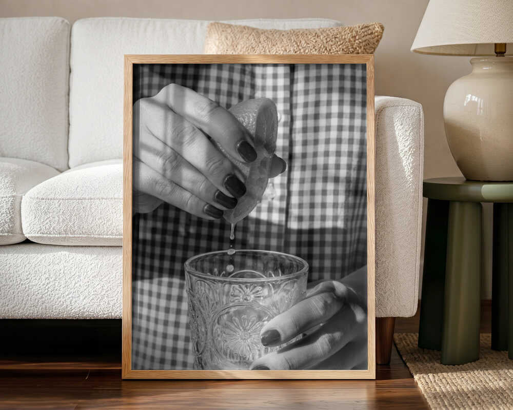 Hands Squeezing Lemon Art Print UK — Food Dark Wall Art — Kitchen — Wall It All Prints