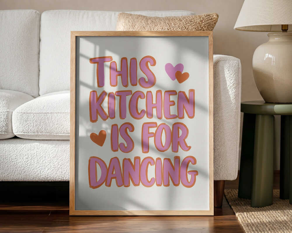 Dancing Kitchen Heart Quote Art Print UK — Japanese Vibrant Wall Art — Kitchen — Wall It All Prints