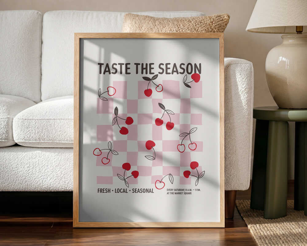 Taste The Season Cherries Art Print UK — Abstract Fresh Wall Art — Kitchen — Wall It All Prints