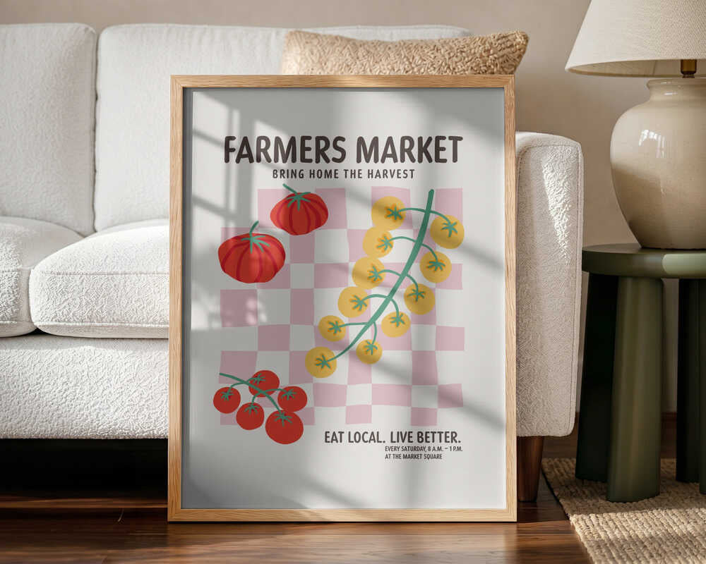 Farmers Market Tomatoes Art Print UK — Botanical Vibrant Wall Art — Kitchen — Wall It All Prints