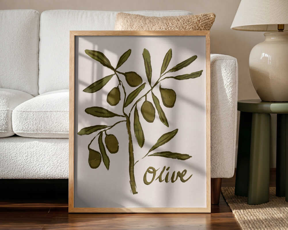 Olive Branch Minimalist Painting Art Print UK — Botanical Minimal Wall Art — Kitchen — Wall It All Prints