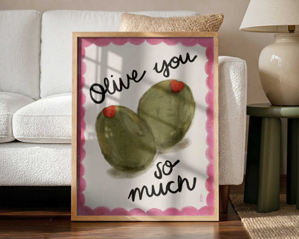Olive You So Much Art Print UK — Food Fresh Wall Art — Kitchen — Wall It All Prints
