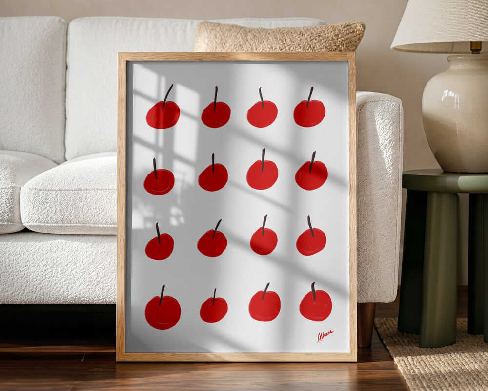 Cherries Art Print UK — Abstract Vibrant Wall Art — Kitchen — Wall It All Prints