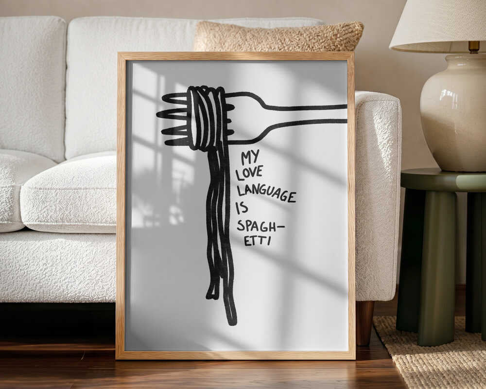 Spaghetti Love Art Print UK — Abstract Dark Wall Art — Kitchen — Wall It All Prints