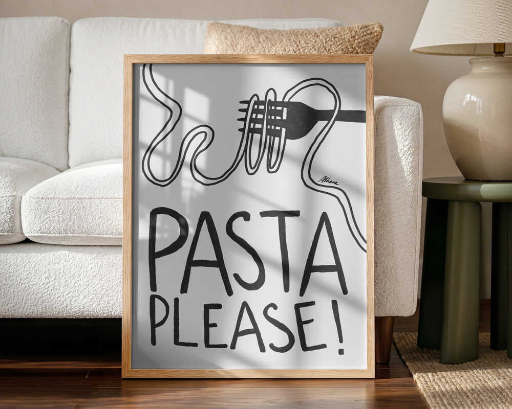 Pasta Please Art Print UK — Food Dark Wall Art — Kitchen — Wall It All Prints