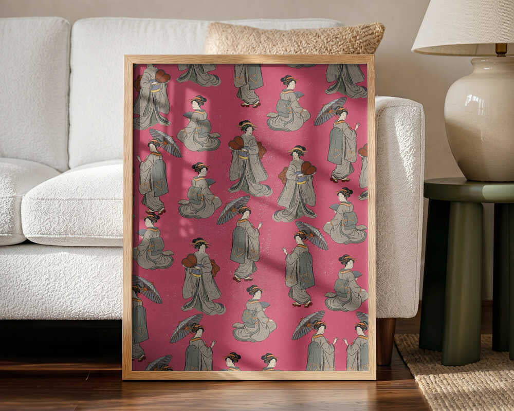 Elegant Japanese Kimono Pattern Art Print UK — Japanese Elegant Wall Art — Living Room — Wall It All Prints
