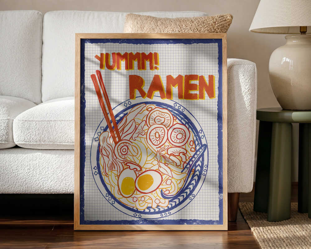 Yummy Ramen Bowl Art Print UK — Japanese Vibrant Wall Art — Kitchen — Wall It All Prints