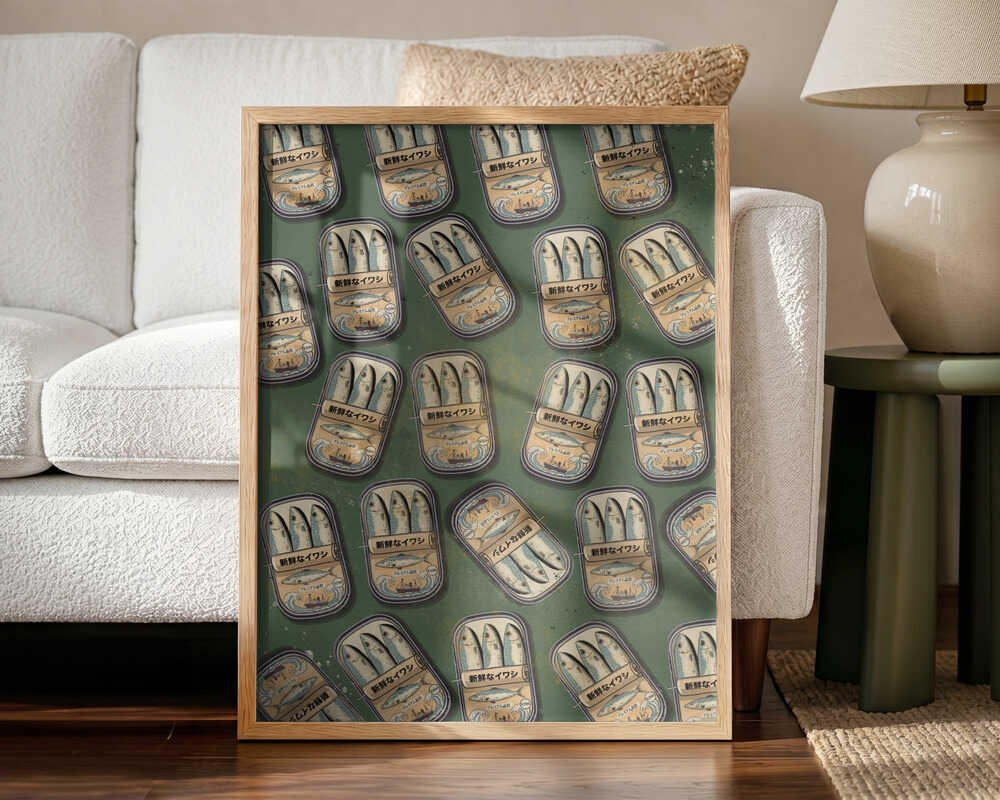 Vintage Sardine Can Pattern Art Print UK — Japanese Fresh Wall Art — Kitchen — Wall It All Prints