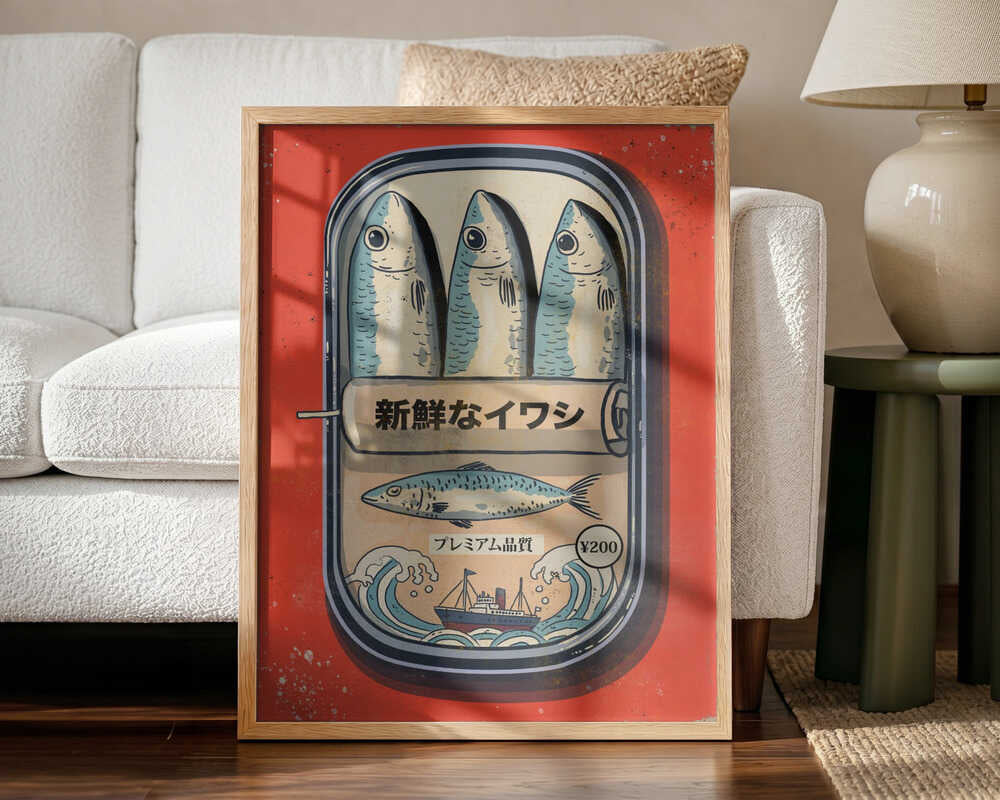 Vintage Japanese Sardines Art Print UK — Japanese Vibrant Wall Art — Kitchen — Wall It All Prints