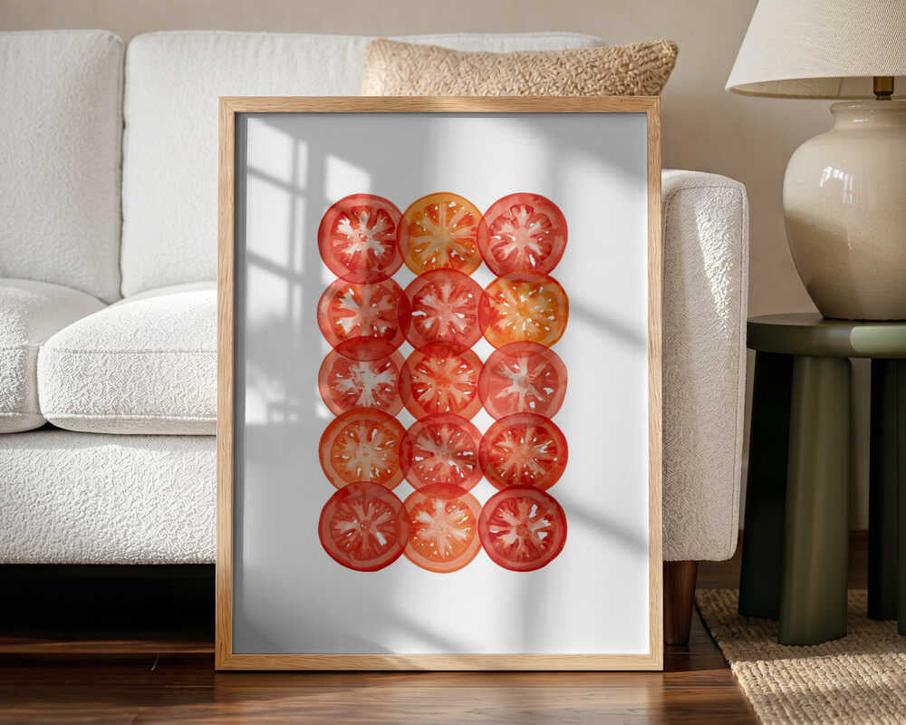 Fresh Tomato Slices Art Print UK — Botanical Vibrant Wall Art — Kitchen — Wall It All Prints