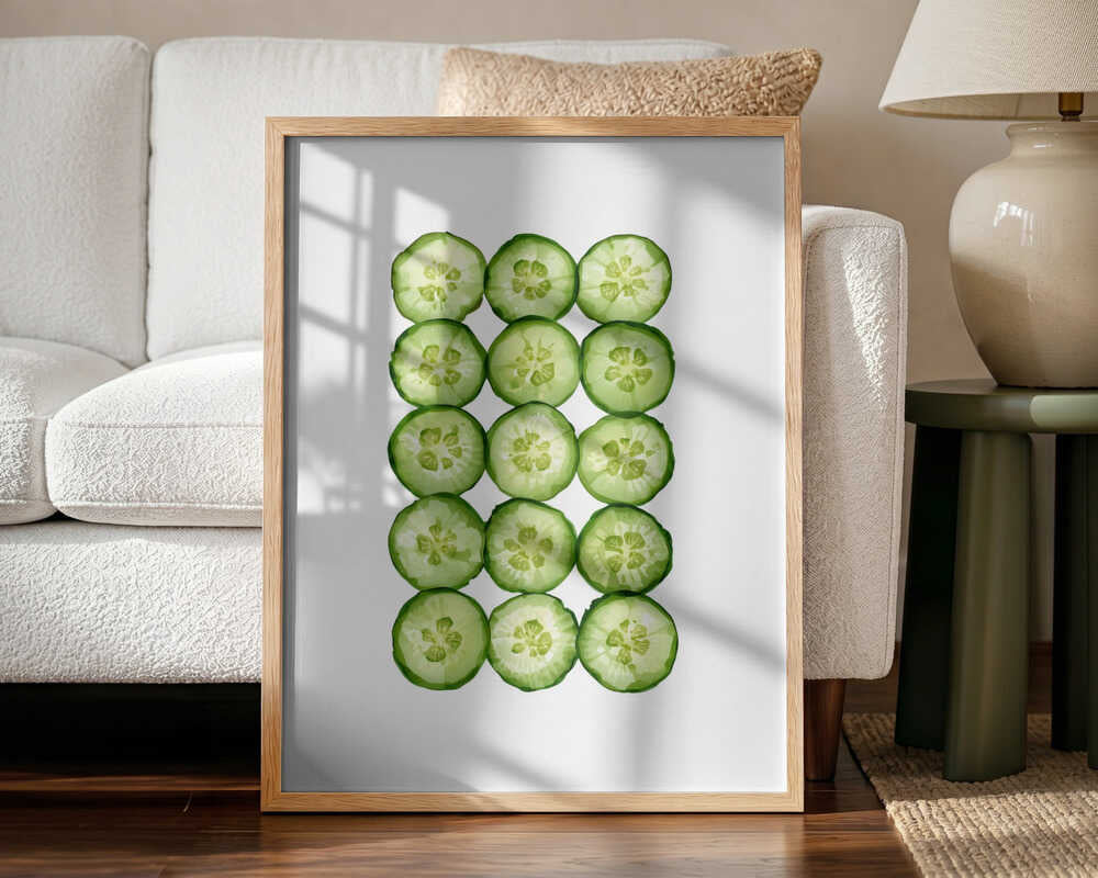 Fresh Cucumber Slices Art Print UK — Food Vibrant Wall Art — Kitchen — Wall It All Prints