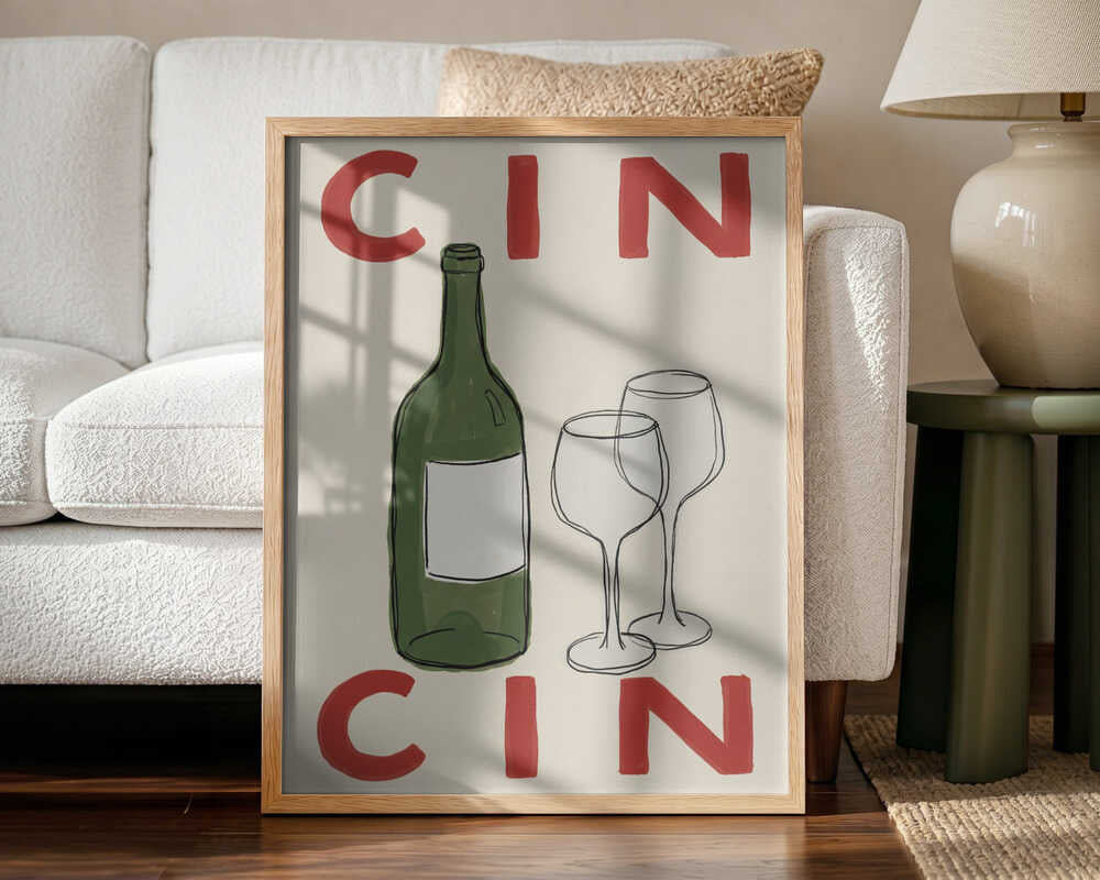 Cin Cin Wine Toast Art Print UK — Abstract Minimal Wall Art — Kitchen — Wall It All Prints