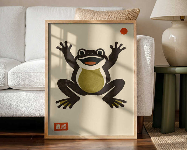 Happy Frog Red Dot Art Print UK — Japanese Minimal Wall Art — Office — Wall It All Prints
