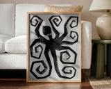 Black Octopus Swirl Art Print UK — Abstract Vibrant Wall Art — Living Room — Wall It All Prints