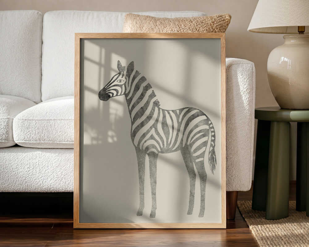 Serene Striped Zebra Art Print UK — Abstract Calm Wall Art — Bedroom — Wall It All Prints