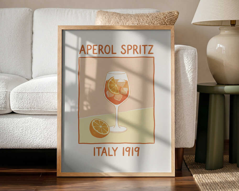 Italian Aperol Spritz Art Print UK — Vintage Vibrant Wall Art — Kitchen — Wall It All Prints