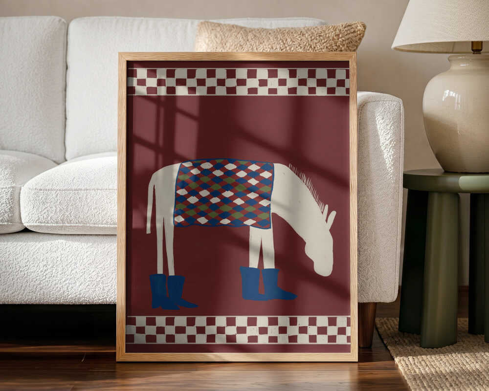 Whimsical Donkey In Boots Art Print UK — Animal Fresh Wall Art — Living Room — Wall It All Prints