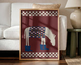 Whimsical Donkey In Boots Art Print UK — Animal Fresh Wall Art — Living Room — Wall It All Prints