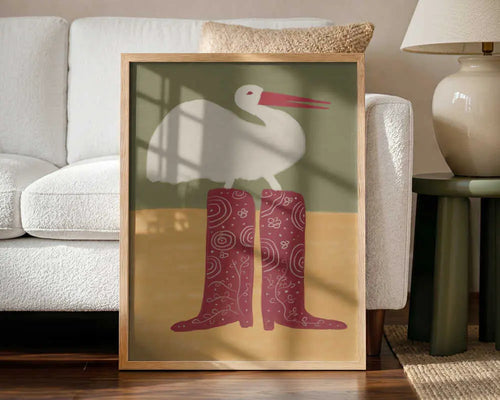 Bird in Red Boots Art Print UK — Abstract Vibrant Wall Art — Nursery — Wall It All Prints