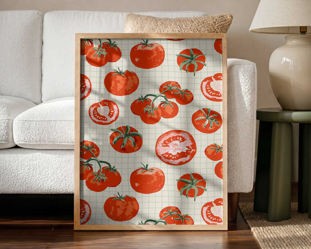 Fresh Tomato Grid Art Print UK — Botanical Vibrant Wall Art — Kitchen — Wall It All Prints