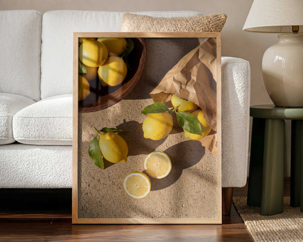 Fresh Summer Lemons Art Print UK — Botanical Vibrant Wall Art — Kitchen — Wall It All Prints