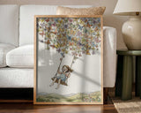 Framed Joyful Butterfly Swing kids wall art print displayed in a playroom setting.