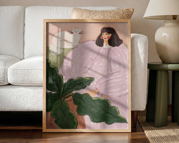 Cozy Woman With Cat