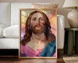 Modern Geometric Jesus Portrait Low Profile