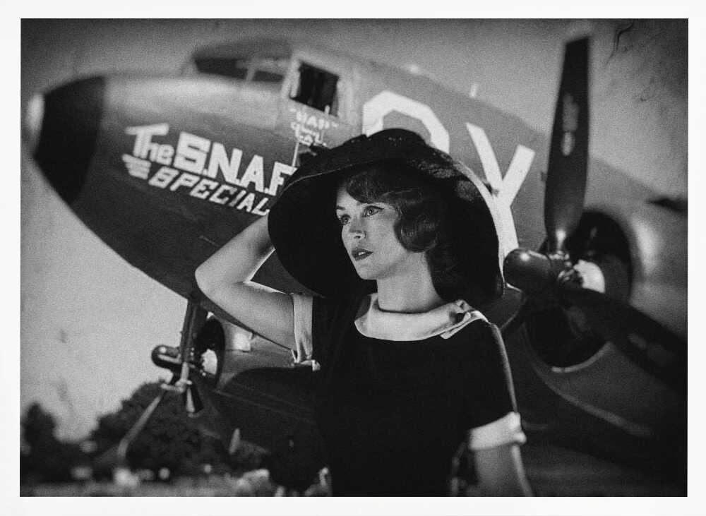 Elegant Aviation Lady Art Print UK — Portrait Dark Wall Art — Living Room — Wall It All Prints