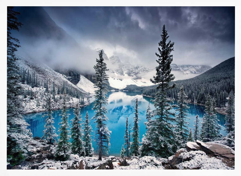 Blue Winter Mountains Art Print UK — Dark Moody Calm Wall Art — Living Room — Wall It All Prints