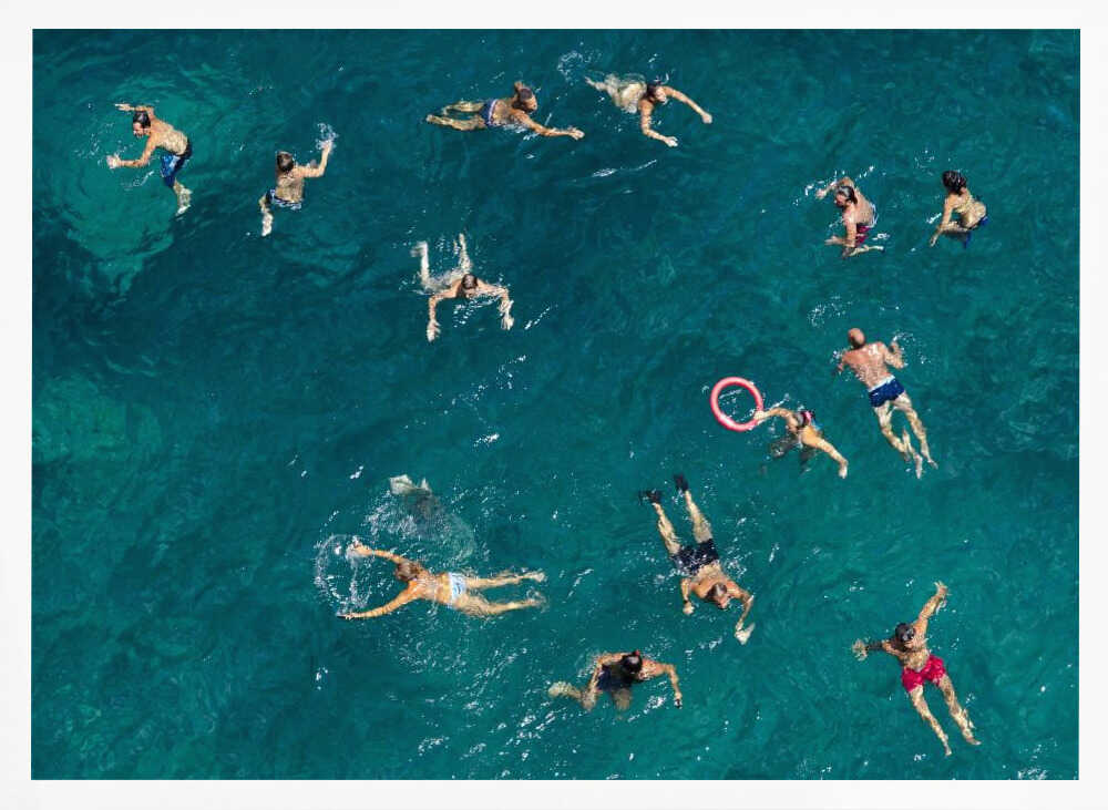 Aerial Ocean Swimmers Art Print UK — Landscape Vibrant Wall Art — Living Room — Wall It All Prints