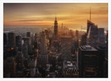 Golden Manhattan Skyline Art Print UK — Dark Moody Minimal Wall Art — Living Room — Wall It All Prints