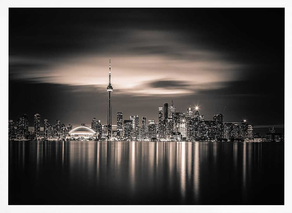 Toronto Skyline Reflection Art Print UK — Dark Moody Minimal Wall Art — Living Room — Wall It All Prints