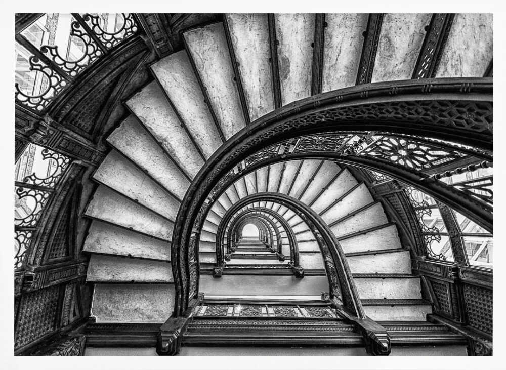 Ornate Spiral Staircase Art Print UK — Abstract Dark Wall Art — Living Room — Wall It All Prints