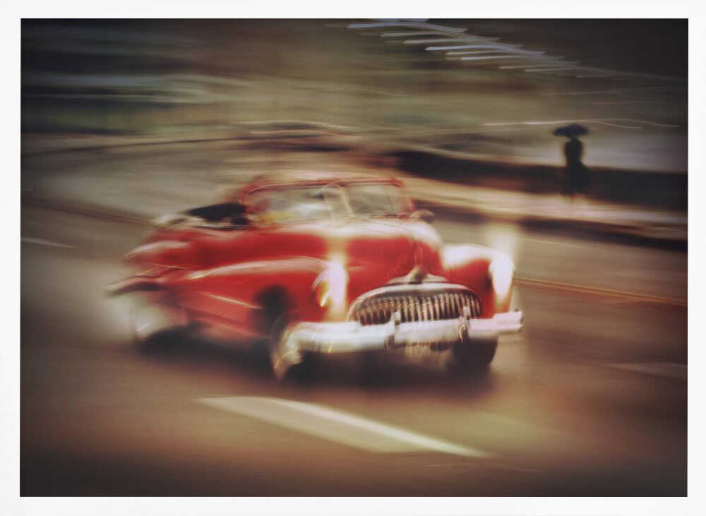 Classic Red Car Motion Art Print UK — Vintage Vibrant Wall Art — Living Room — Wall It All Prints