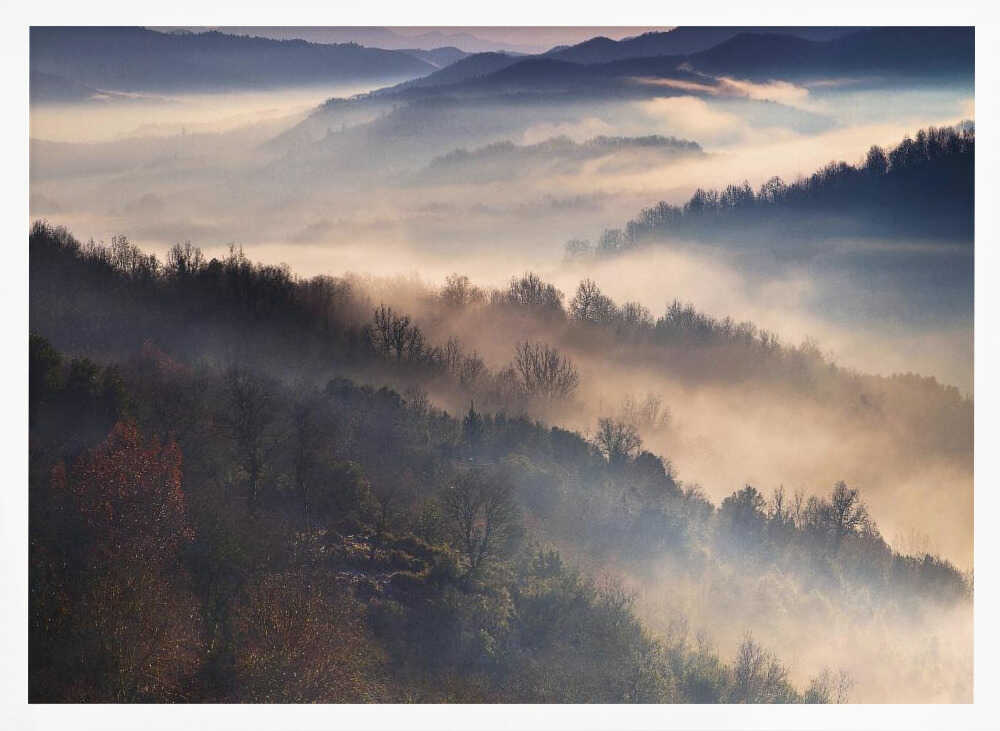 Misty Mountain Serenity Art Print UK — Landscape Calm Wall Art — Living Room — Wall It All Prints