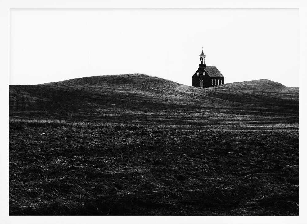 Solitary Hilltop Church Art Print UK — Abstract Calm Wall Art — Office — Wall It All Prints